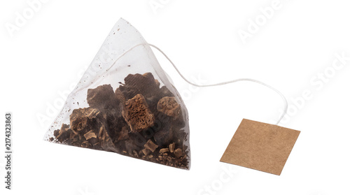 Canvastavla Pyramid tea bag with loose leaf herbal blend, mesh silk infuser with blank brown