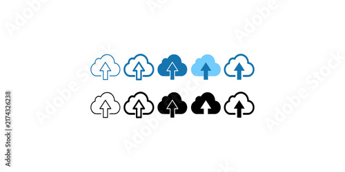Obraz na płótnie Cloud upload download arrows icon set collection represents digital data transfer, internet storage, computing concept.