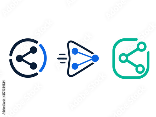 Share icon set in minimalist line art style for app interface design