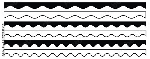 Quadro su tela Scalloped edge borders set collection Simple scalloped border Decorative wavy trim borders vector isolated on white vector illustration isolated on white background