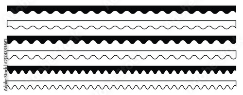 Konstfotografi Scalloped edge borders set collection Simple scalloped border Decorative wavy trim borders vector isolated on white vector illustration isolated on white background