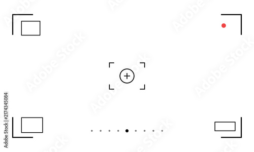 Canvas Print Camera viewfinder interface with focus frame, recording dot, and exposure meter