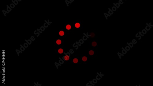 Red Neon Circular Loading Dots Spinner Animation on Black Background