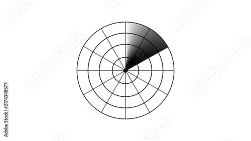 White Radar Scanner Sweep Animation on Black Background
