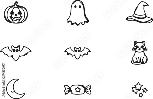 Halloween cartoon characters set
