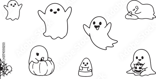 Halloween cartoon characters set