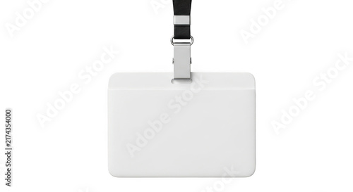 Blank id badge with black lanyard isolated on transparent background