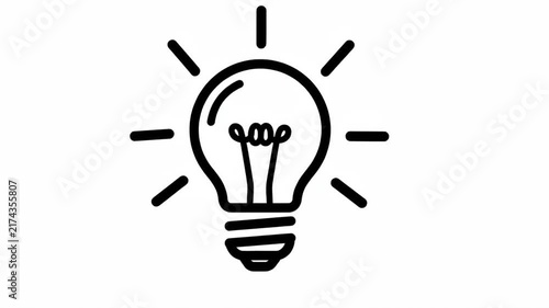 Light Bulb Idea Outline Icon Draw Animation on White Background