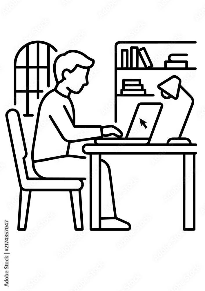 Fototapeta premium Accessing online library databases and digital resources on a laptop.