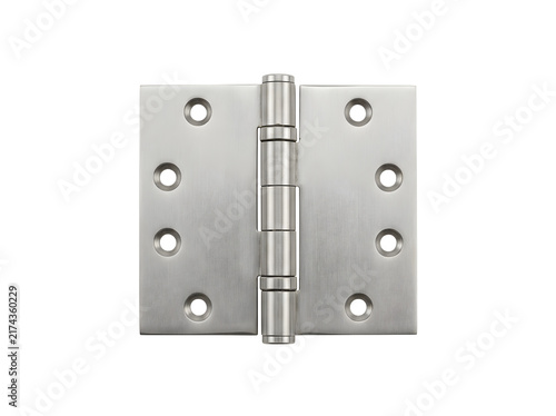 Door Hinge brushed stainless steel, isolated on transparent background