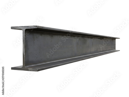 I beam steel metallic construction structural profile, isolated on transparent background