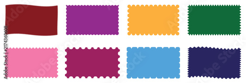 Geometric zig zag wavy stickers. Zig zag square shape collection. Decorative banners and labels set. zigzag frames, shapes, zig zag edge. Vector illustration.