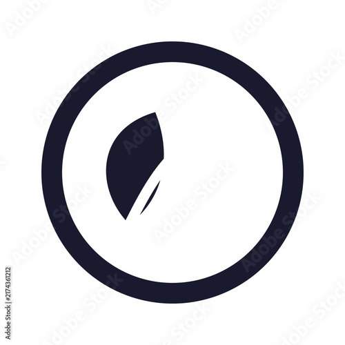 Carbon footprint eco leaf circle bold simple vector icon
