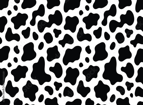 Obraz na plátne Seamless pattern with hand drawn black and white cow spots or dalmatian animal p