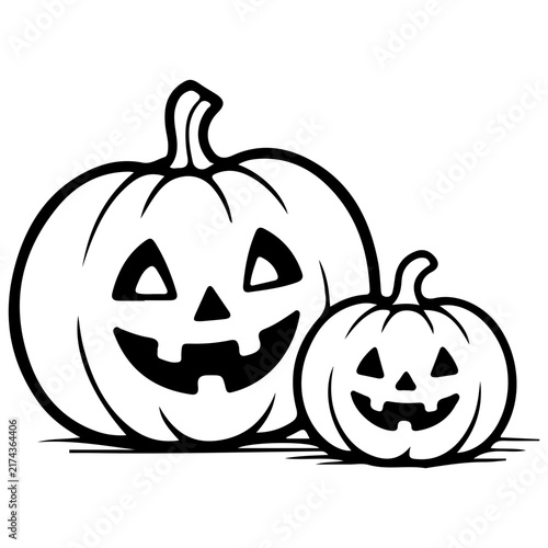 halloween pumpkin silhouette on white background