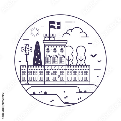 Kastellet Castle Stockholm Landmark Line Icon