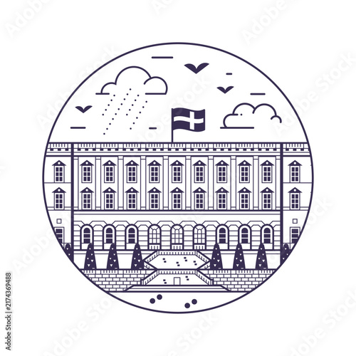 Royal Palace Stockholm Landmark Line Icon