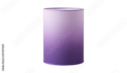 Gradient purple cylindrical object with smooth texture standing upright.