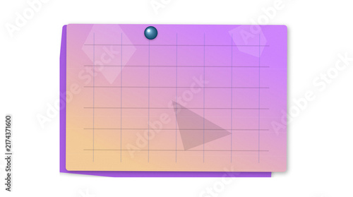Gradient purple sticky note with graph lines and pushpin for organized tasks.