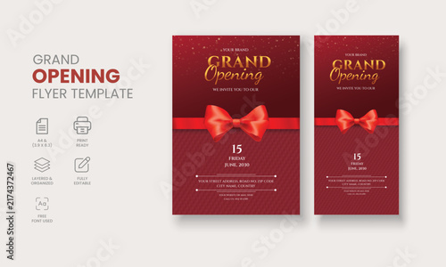Grand Opening Flyer Template, Realistic grand Opening Invitation, Inauguration Flyer Template, Grand opening ceremony invitation flyer