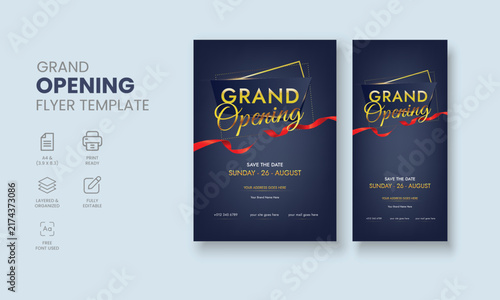 Grand Opening Flyer Template, Realistic grand Opening Invitation, Inauguration Flyer Template, Grand opening ceremony invitation flyer