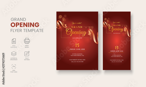Grand Opening Flyer Template, Realistic grand Opening Invitation, Inauguration Flyer Template, Grand opening ceremony invitation flyer