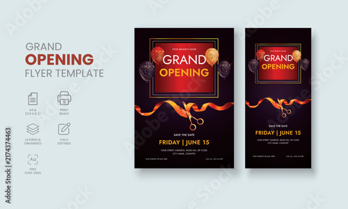 Grand Opening Flyer Template, Realistic grand Opening Invitation, Inauguration Flyer Template, Grand opening ceremony invitation flyer