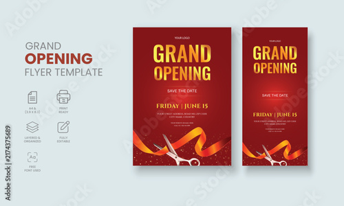 Grand Opening Flyer Template, Realistic grand Opening Invitation, Inauguration Flyer Template, Grand opening ceremony invitation flyer