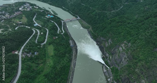 Aerial footage of landscape in dujiangyan, Sichuan province,China