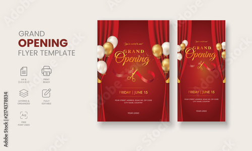 Grand Opening Flyer Template, Realistic grand Opening Invitation, Inauguration Flyer Template, Grand opening ceremony invitation flyer
