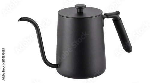 Obraz na płótnie Matte black gooseneck kettle for pour over coffee, professional stainless steel