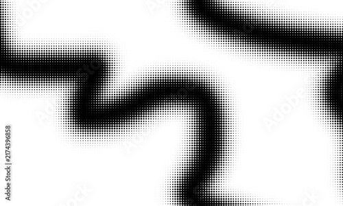 Abstract black blurred wavy halftone  lines on a white background creating a minimalist monochrome digital art graphic design template