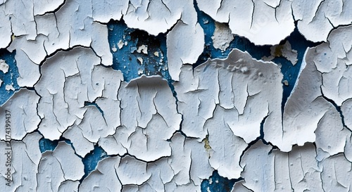 Vintage Peeling Painted Wall with Chipped Blue and White Textured Surface for Creative Background