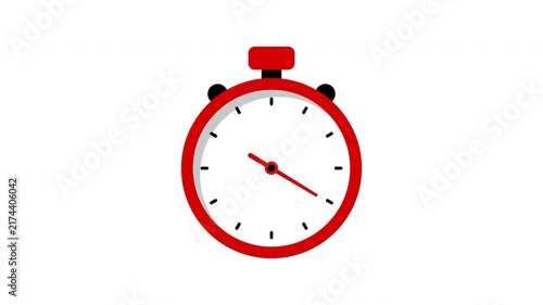 stopwatch icon animation. Minimalistic red stopwatch illustration.