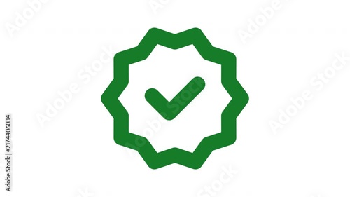 verify icon animation. Green checkmark badge symbolizing approval or verification.
