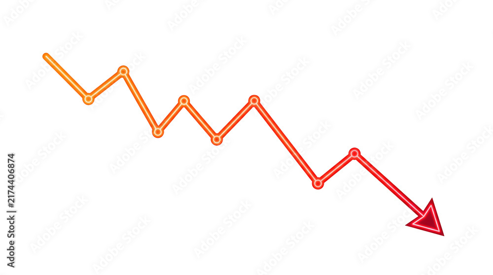 Obraz premium Red Declining Stock Market Trend Line Downtrend Chart