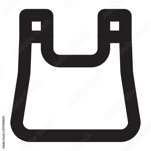 Black Plastic Shopping Bag Line Icon Grocery Tote Vector Isolated
