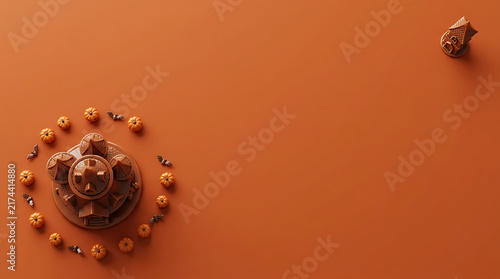 Close up of a small brown spider on an orange surface