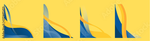 Abstract blue and yellow wave shapes set for modern graphic design and corporate backgrounds.