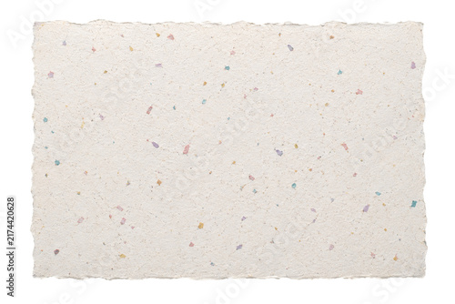 Handmade Recycled Paper Cutout with Subtle Colored Fiber Flecks on Transparent Background