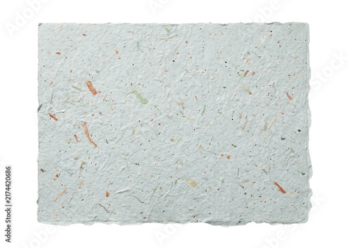 Handmade Recycled Paper Cutout with Natural Fiber Flecks on Transparent Background