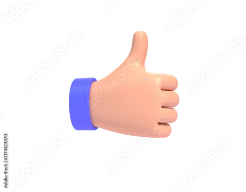 3D Thumbs Up Hand Gesture Icon for Like Approval Positive Feedback Success Support and Social Media Reaction on isolated background