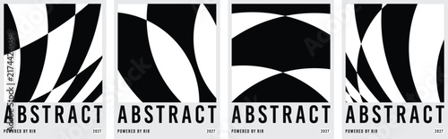 Set of four abstract black and white geometric posters