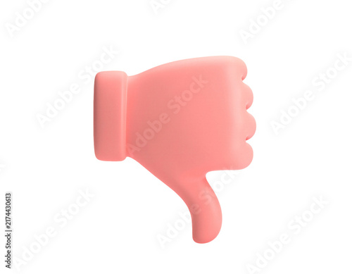 3D Thumbs Down Hand Gesture Icon for Dislike Disapproval Negative Feedback Rejection Rating and Social Media Reaction on isolated background