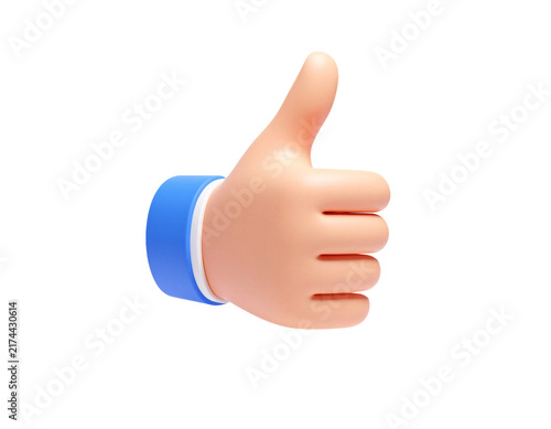 3D Thumbs Up Hand Gesture Icon for Like Approval Positive Feedback Success Support and Social Media Reaction on isolated background