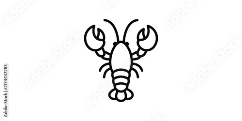 Minimalist outline icon of a lobster for restaurant branding.