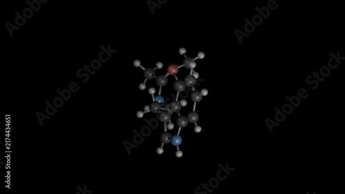 Melatonin Molecule Building Animation on Black Background
