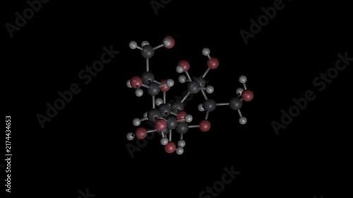 Sucrose Molecule Rotating on Black Background