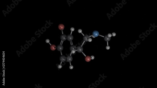 Adrenaline Molecule Building Animation on Black Background