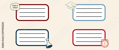 Vector flat illustration. Notes. Colored isolated stickers on a notebook. Good for personal notes at school at work or for a banner in the office.